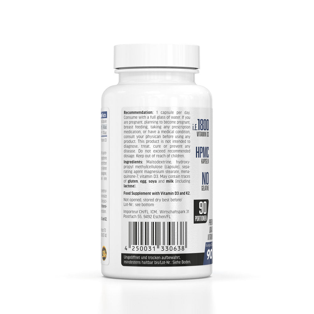 PURE D3 + K2, 90 kapsulių - etiketė