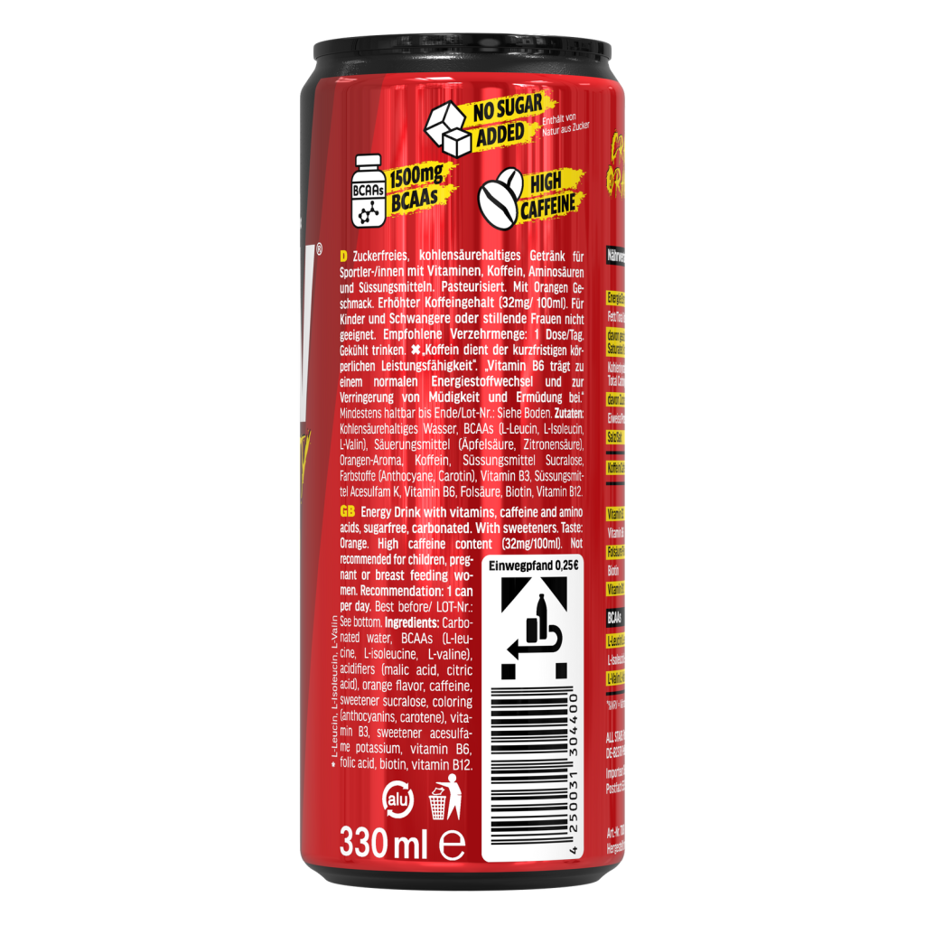 Raw Intensity Energy Booster, 330 ml - etiketė