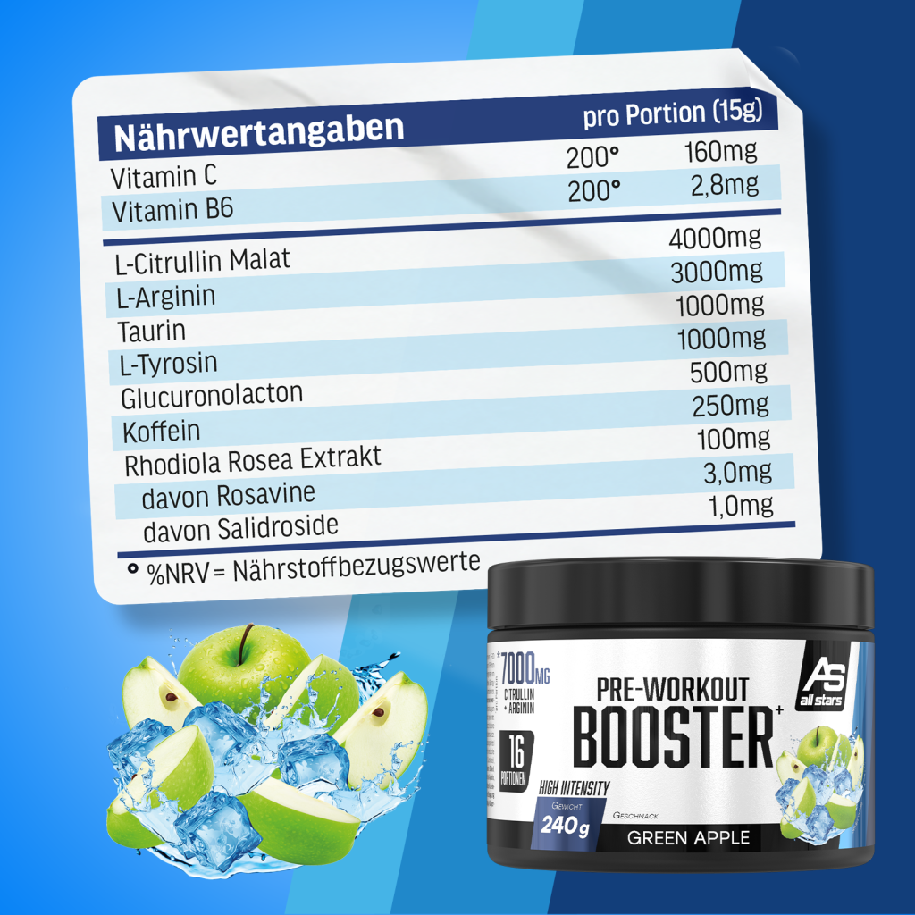 PRE WORKOUT BOOSTER, 240 g - etiketė