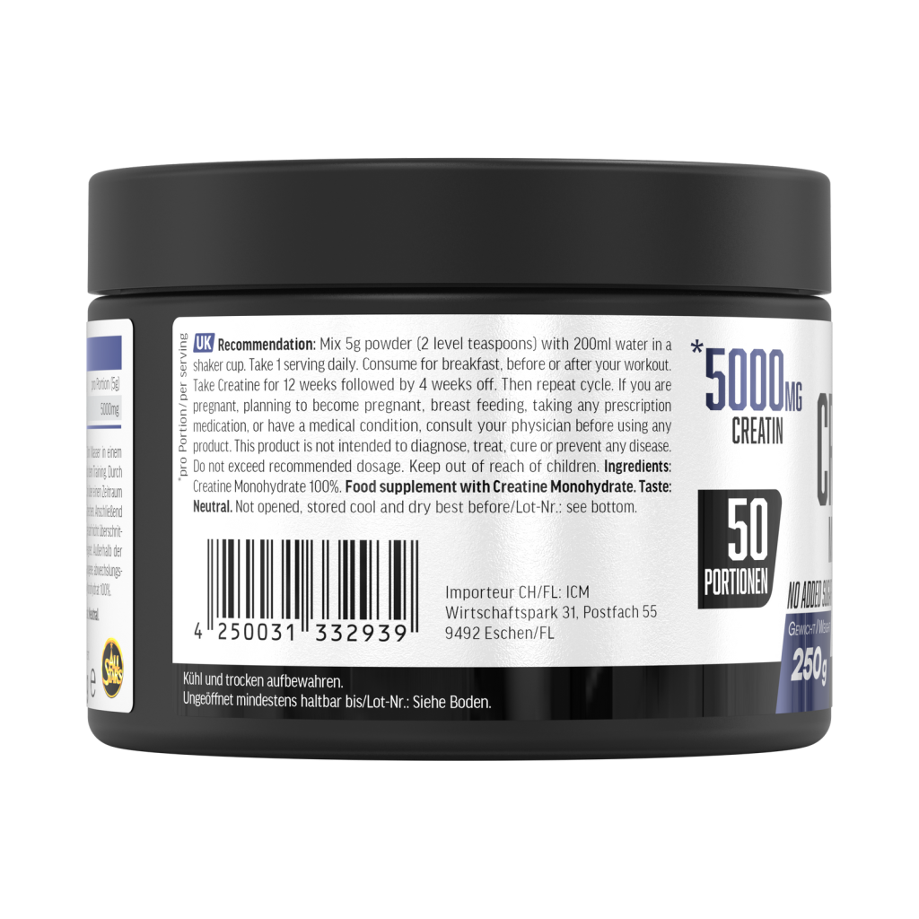 CREATINE MONOHYDRATE, 250 g - etiketė