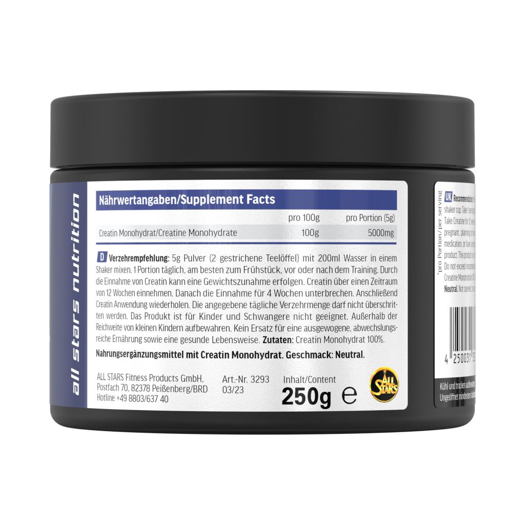 CREATINE MONOHYDRATE, 250 g - etiketė