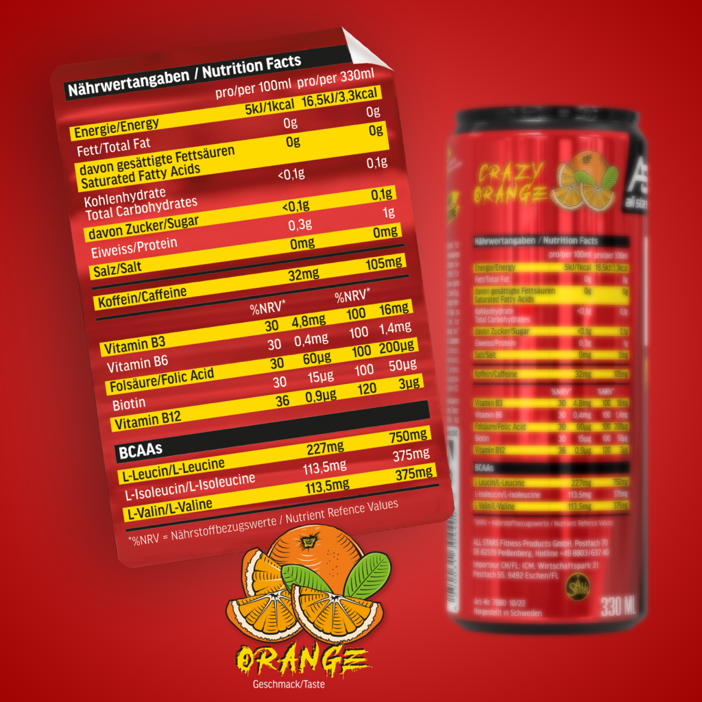 Raw Intensity Energy Booster, 330 ml - etiketė