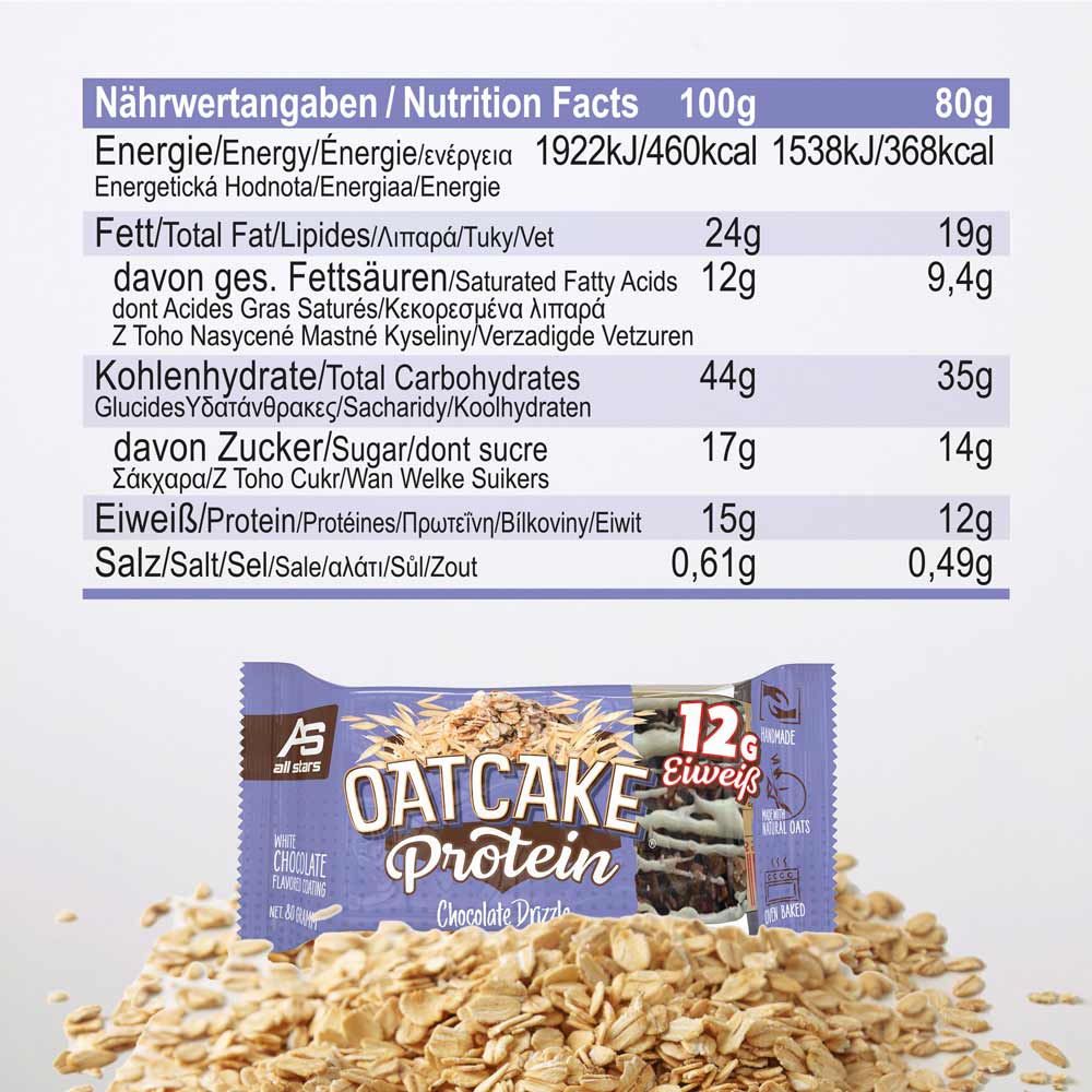 OAT CAKE PROTEIN BAR, 80 g - etiketė
